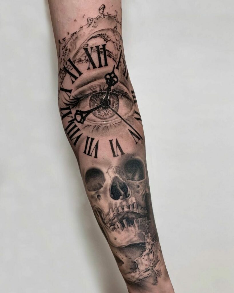 10+ Forearm Sleeve Tattoo Ideas You Have To See To Believe! 13 Mystical Clock Forearm Sleeve Tattoo