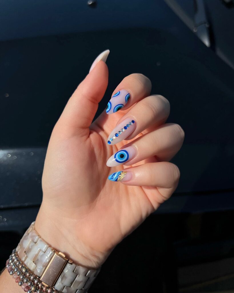 50 Latest Clear Nail Designs To Try In 2024! 45 Mystical Evil Eye Symbols on Clear Nails