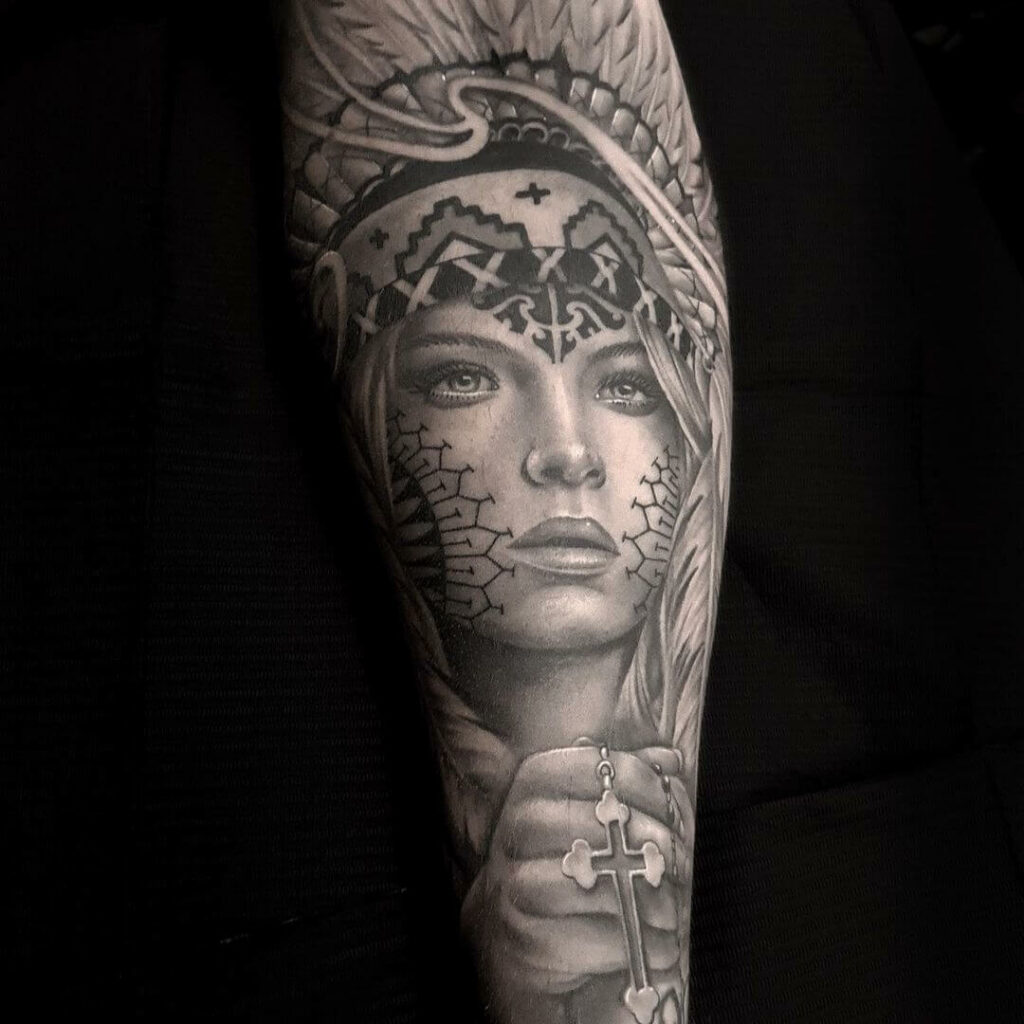 12+ Christian Half Sleeve Tattoo Ideas To Inspire You! 20 Native Christian Tattoo
