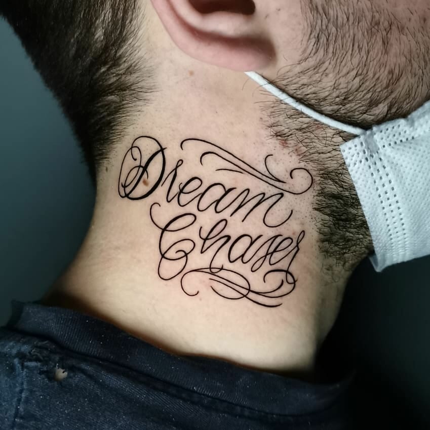 11+ Dream Chaser Tattoo Ideas That Will Blow Your Mind! 14 Neck Dream Chaser Tattoo