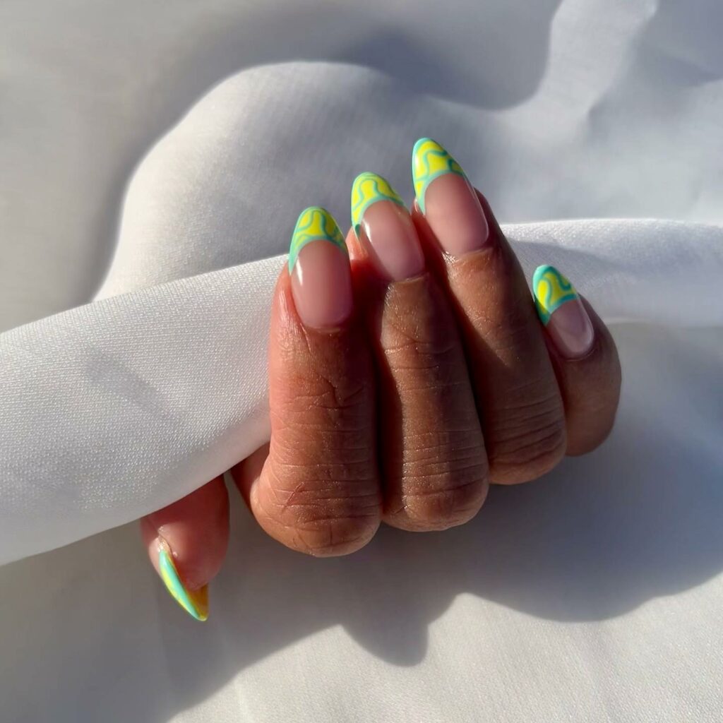 Try in 2024: 50 Latest Neon Green Nail Designs 16 Negative Space