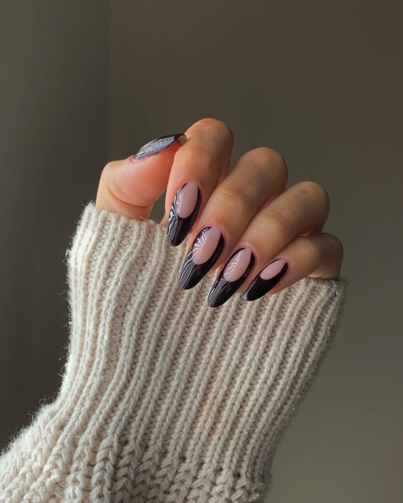 Try 30 Black French Tip Almond Nail Designs of 2024 13 Negative Space Drama