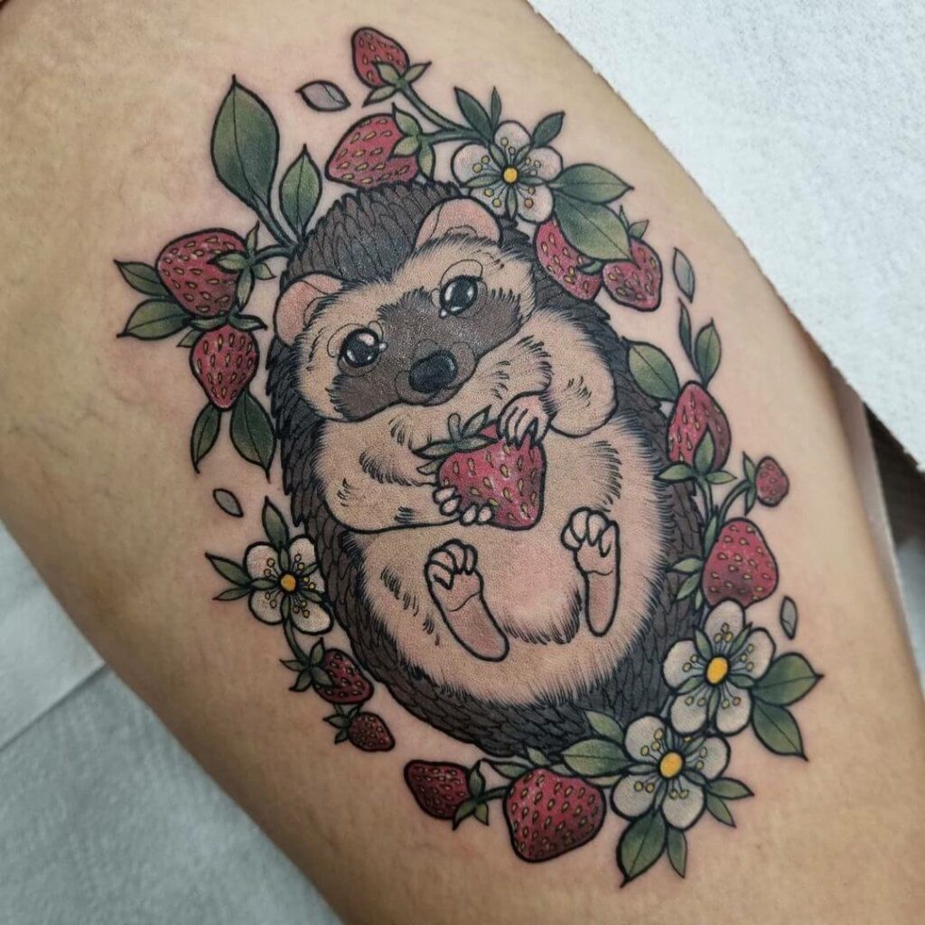 11+ Hedgehog Tattoo Ideas That Will Blow Your Mind! 14 Neo-Traditional Hedgehog Tattoo