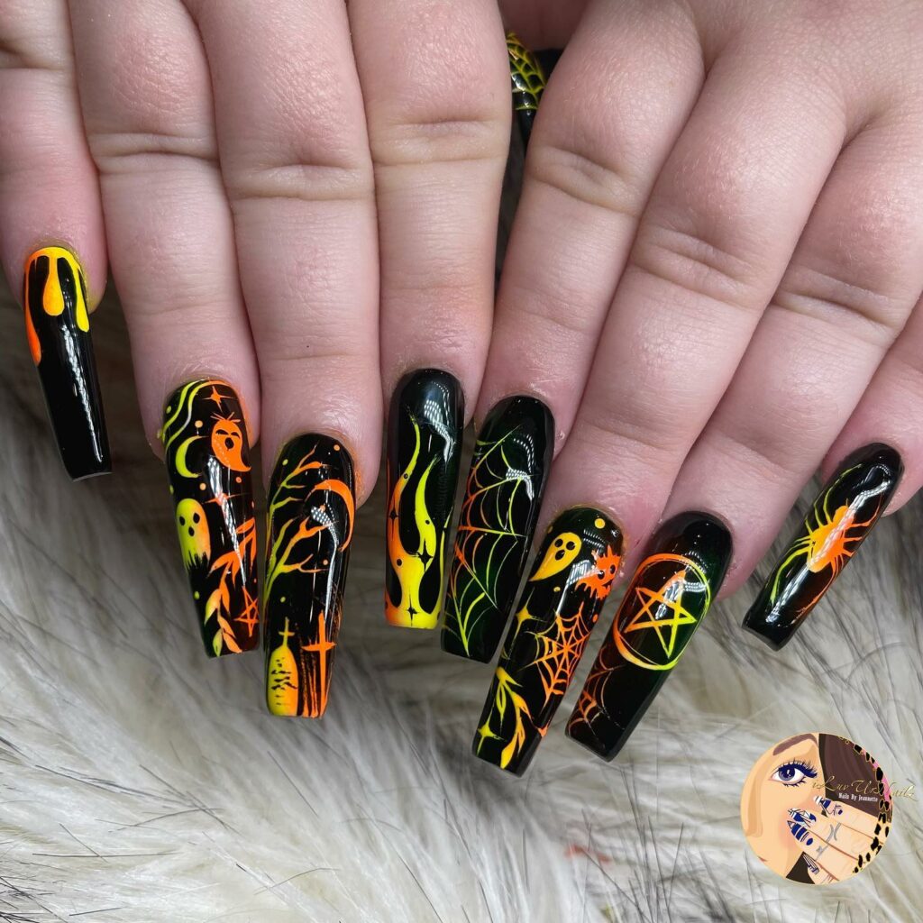44 Latest Pop Art Nail Designs To Try In 2024! 37 Neon Black Pop Art Nails