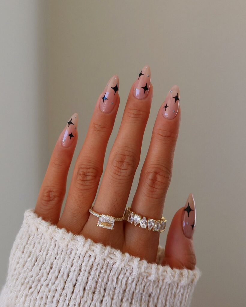 Mesmerizing Galaxy Nail Designs to Try in 2024 π 37 Neon Blue with Gold Stars