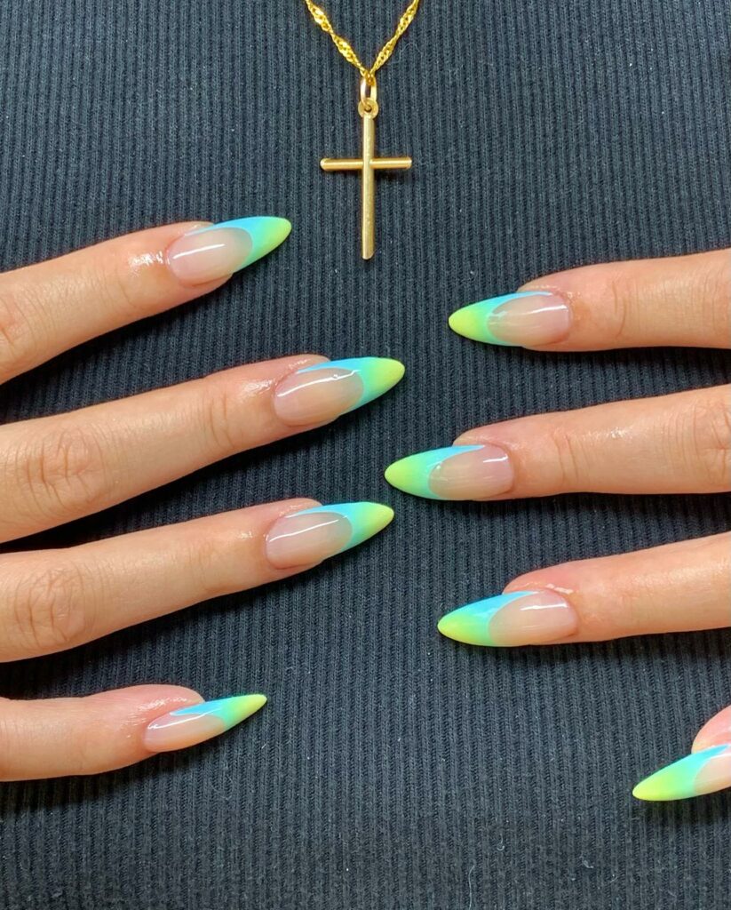 20 Chrome French Manicures to Try in 2024 16 Neon Chrome French Nails