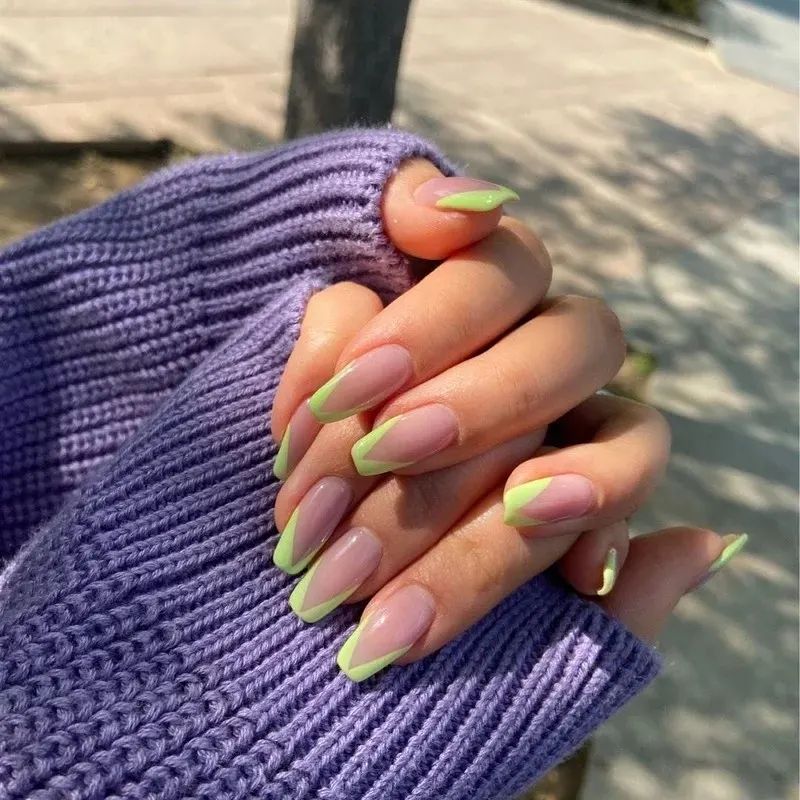 50 Latest Clear Nail Designs To Try In 2024! 49 Neon French nails