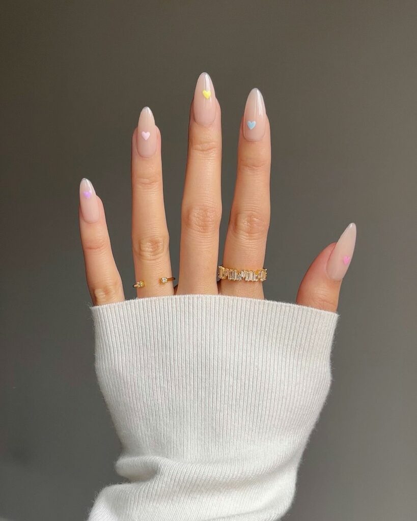 Try in 2024: 39 Latest Short Almond Nail Designs 22 Neon Jelly Hearts