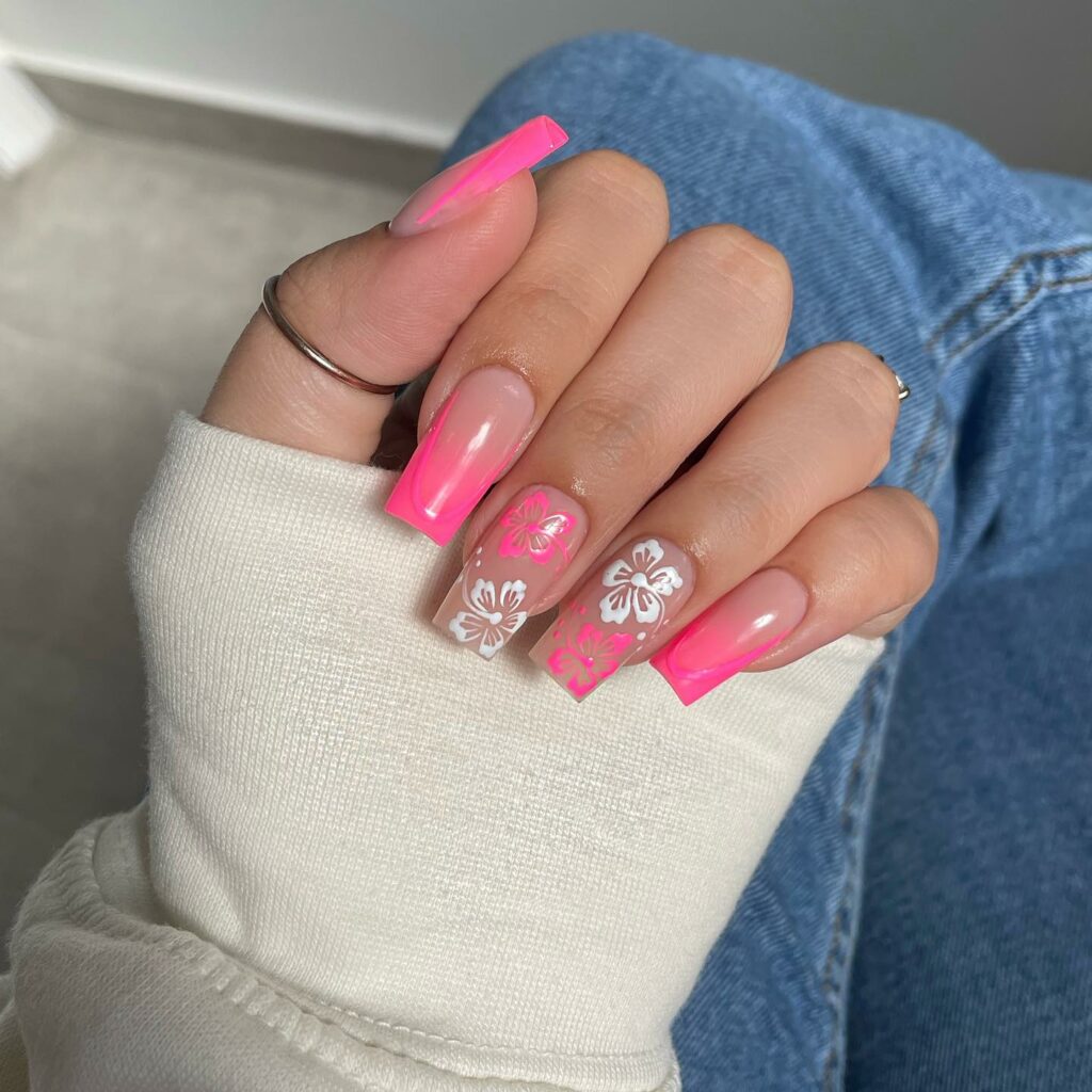 Trendy Short Coffin Nail Designs to Inspire You in 2024 ⚰️ 38 Neon Pink Nails