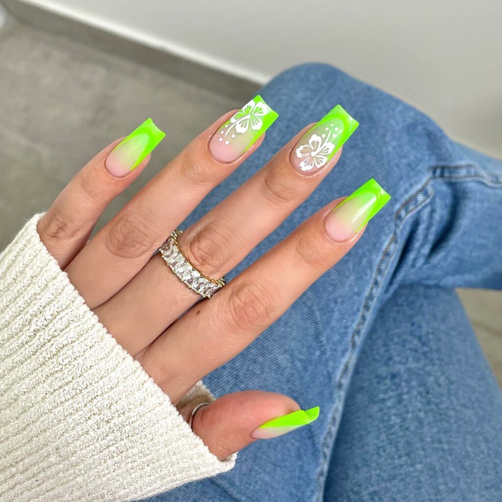 32 Latest Square French Nail Designs To Try In 2024! 31 Neon Square French Nails