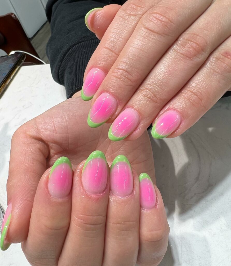 40 Latest Short Summer Nail Designs To Try In 2024! 16 Neon Watermelon Nails Pop