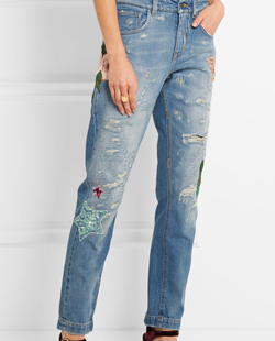 Dolce &Gabbana Appliquéd High-rise Boyfriend Jeans Dolce & Gabbana Appliquéd High-rise Boyfriend Jeans
