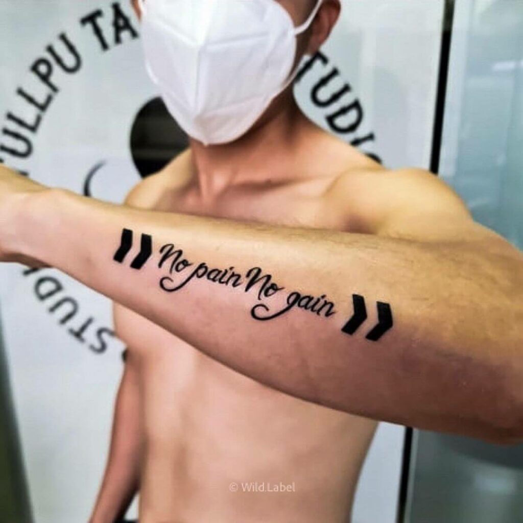 11+ No Pain No Gain Tattoo Ideas That Will Blow Your Mind! 15 No Pain No Gain Tattoo With Chevron Arrow Motif