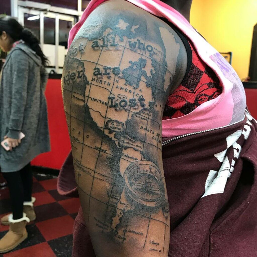 11+ Not All Those Who Wander Are Lost Tattoo Ideas That Will Blow Your Mind! 11 Not All Who Wander Are Lost Tattoo Map