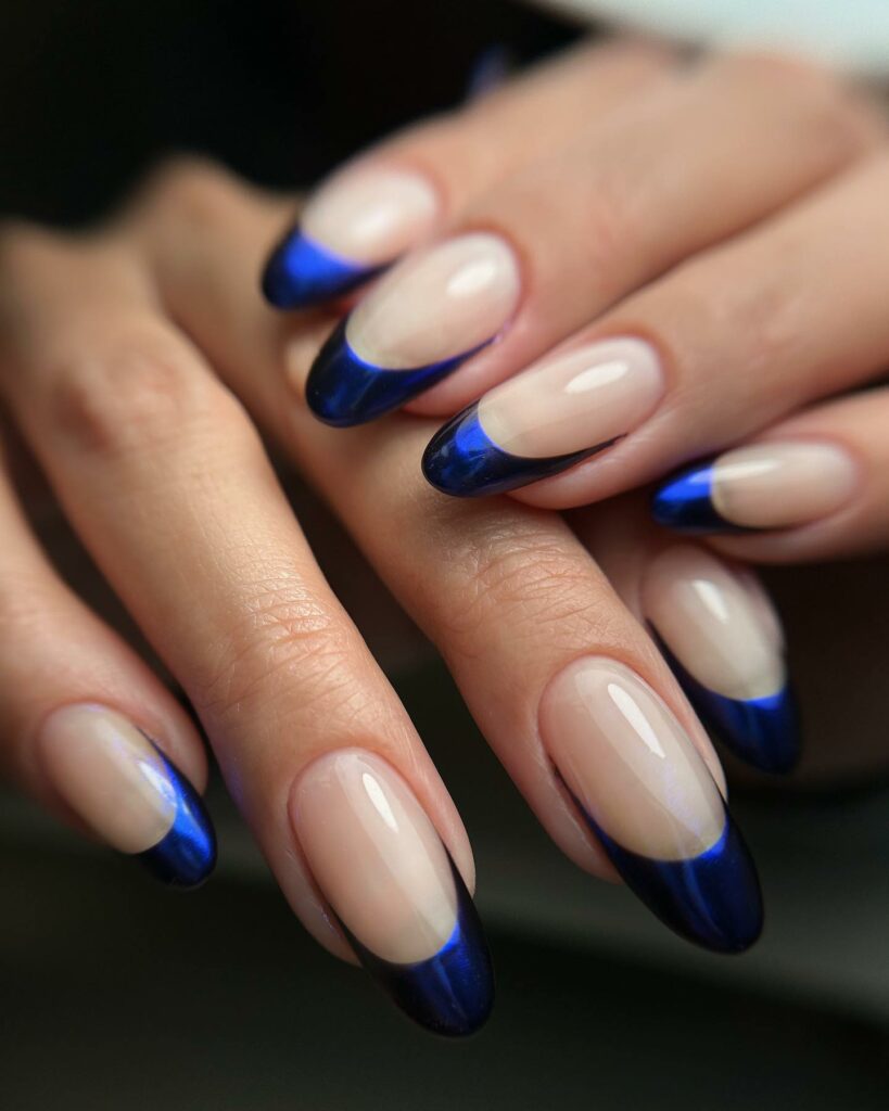 25 Latest Chrome Nail Ideas To Try In 2024! 34 Deep Intrigue of Blue Chrome Nails
