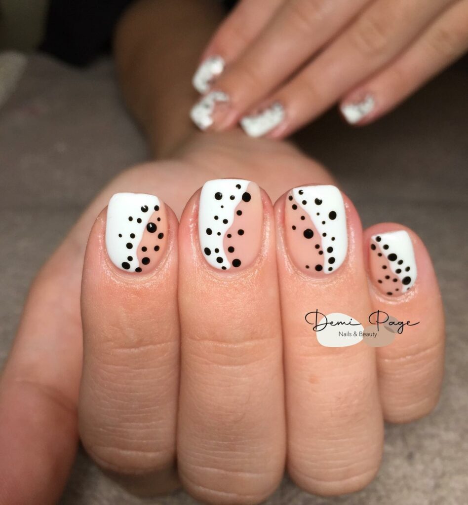Get Creative with 39 Cute Short Nails Designs for 2024 25 Nude Nails With White Dots