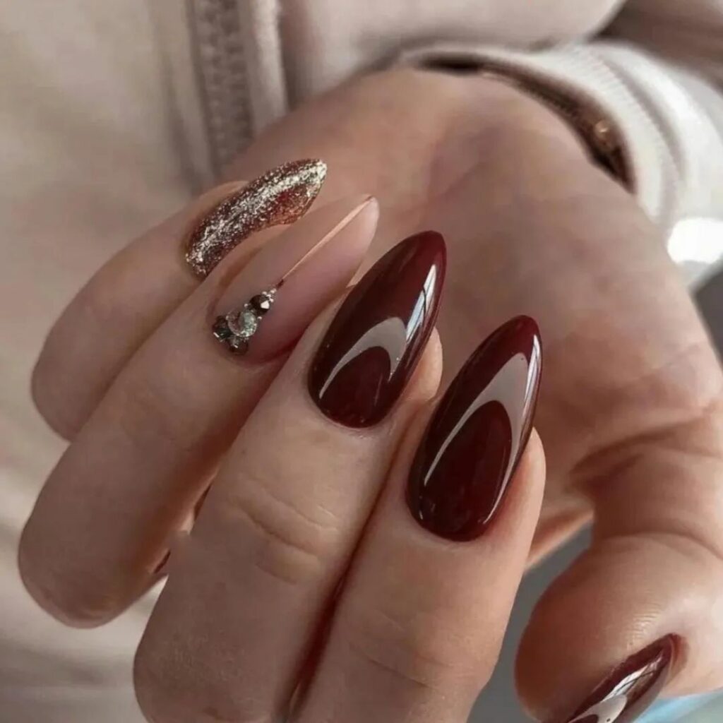 27 Latest Maroon Nail Designs To Try In 2024! 28 Nude Palettes Meeting Glittery Maroon Nails