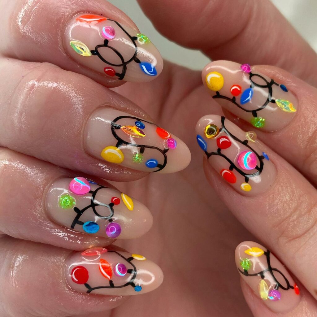 Illuminate Your Nails with 20 Christmas Lights Nail Ideas in 2024 16