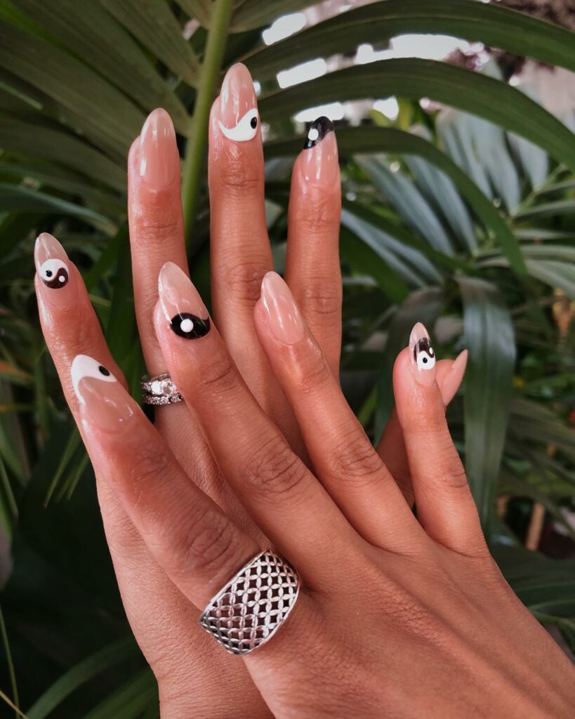27 Latest Yin-Yang Nail Designs To Try In 2024! 16 Nude-Toned Yin Yang Nails