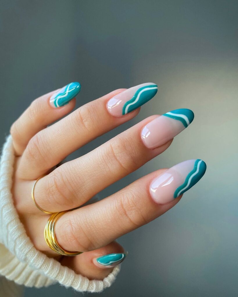 Try Out 40 Simple and Elegant Nail Designs for 2024 37 Ocean Waves nails