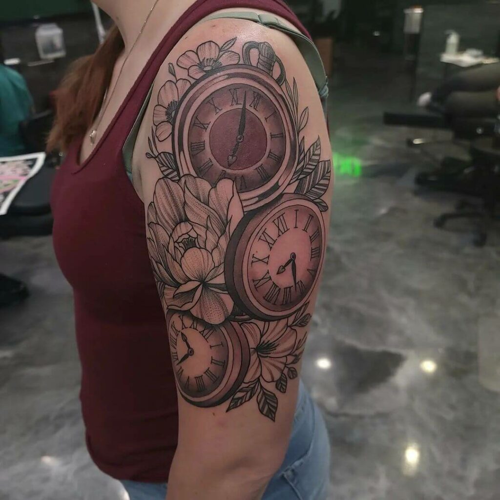 12+ Clock Flower Tattoo Ideas To Inspire You! 12 Odd Time For Three