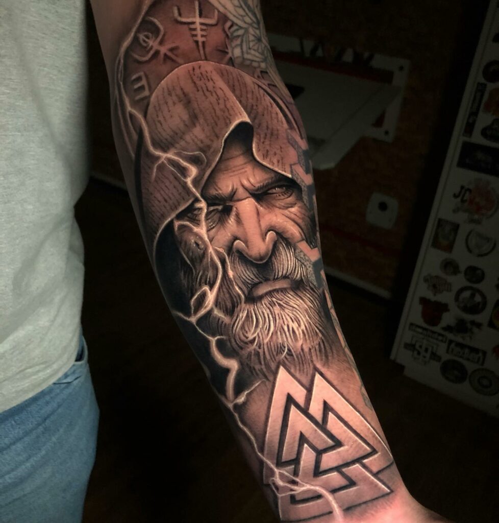 15+ Tattoo Viking Symbols That Will Blow Your Mind! 14 Odin in All His Glory Tattoo