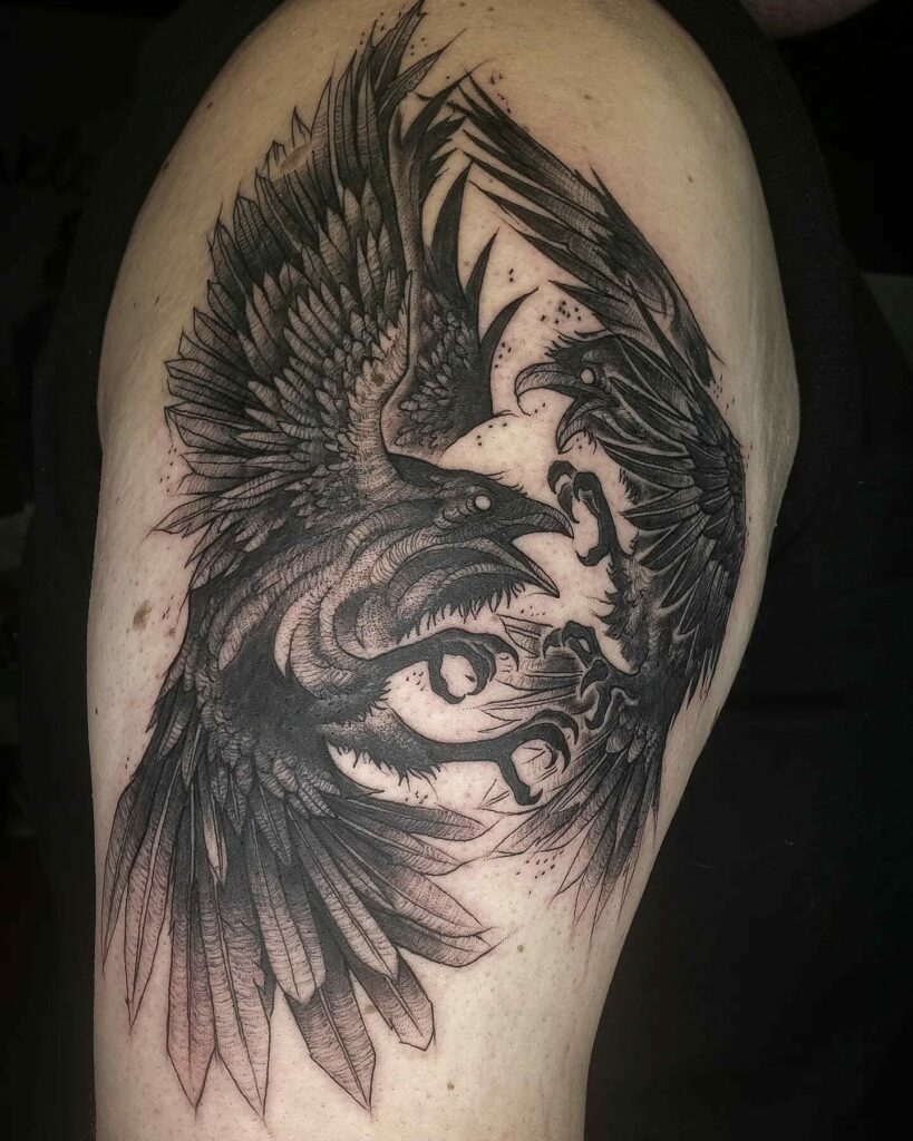 15+ Tattoo Viking Symbols That Will Blow Your Mind! 16 Odin's Ravens Tattoo