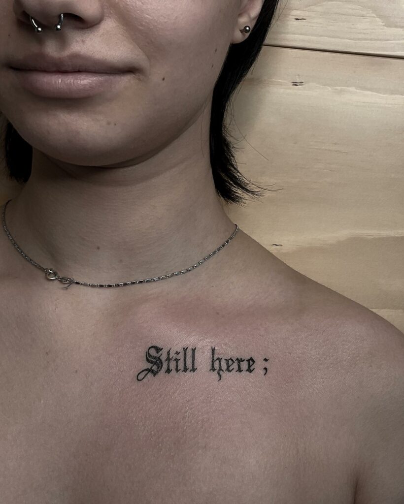 12+ Old English Font Tattoo Ideas To Inspire You! 13 Old English Font Tattoos Near Shoulder For Women