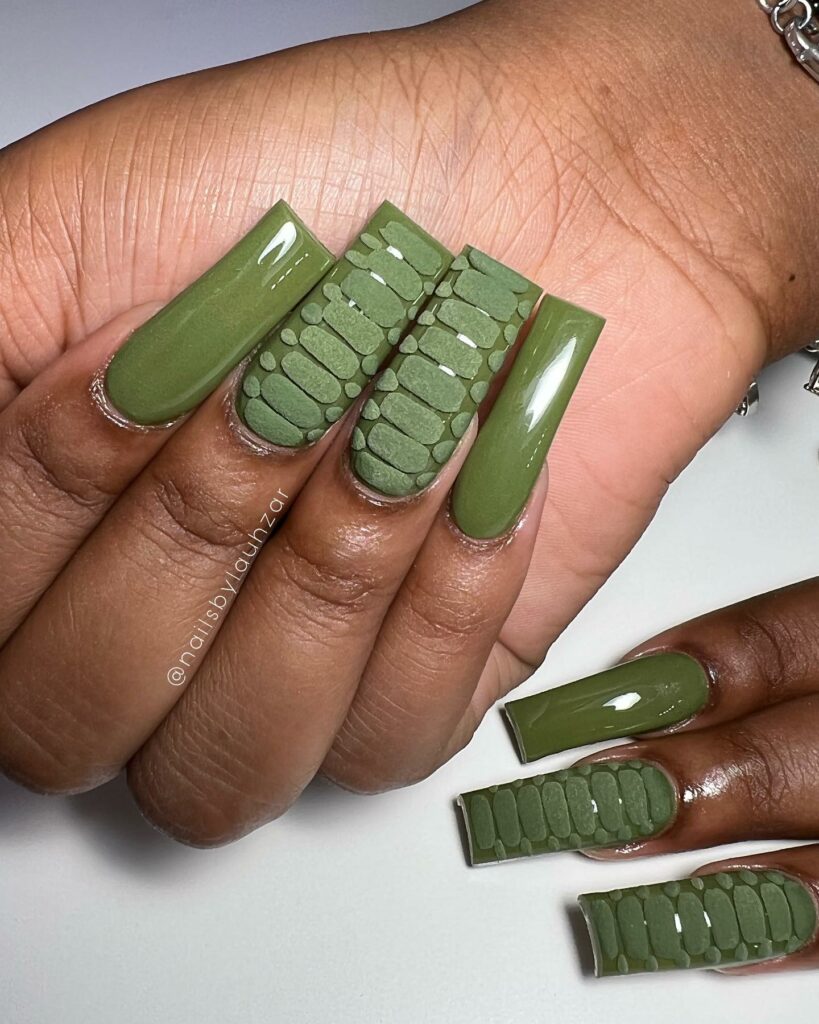 Explore 44 Olive Green Nail Designs in 2024 25 Textured Tiles Meet Glossy Finish
