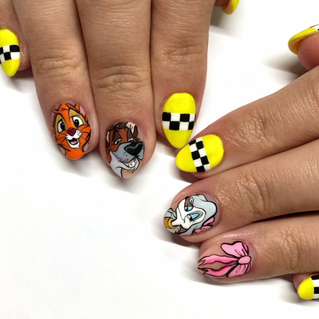 50 Latest Disney Nails Ideas To Try In 2024! 50 Oliver & Company New York Vibes Disney Nails