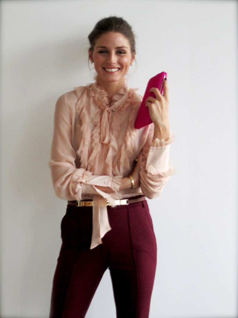 Wedding Guest Dresses – The Dos & Don’ts 28 Olivia-Palermo-Burgundy-Trousers-Blouse-Wedding-Guest-Dresses-Alexie