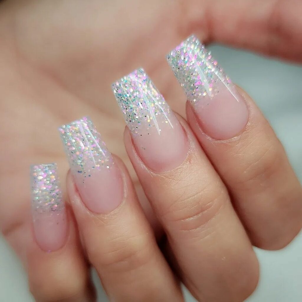 27 Latest Glitter Ombré Nail Designs To Try In 2024! 25 Acrylic Craftsmanship in Ombré Glitter Nails