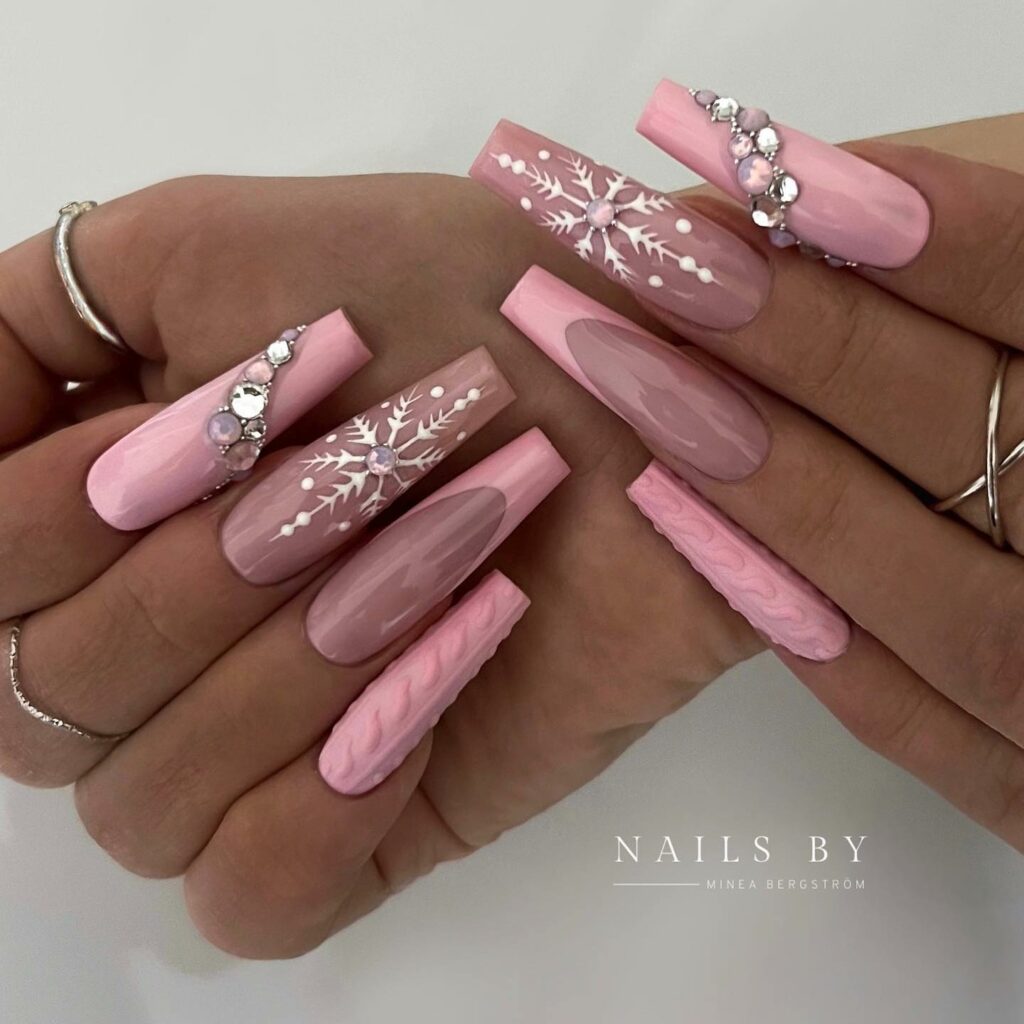 Get Merry with 30 Pink Christmas Nail Ideas in 2024 14 Ombre Pink Christmas Nails with a Festive Flair