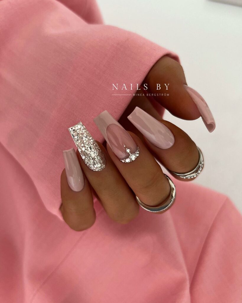 59 White Glitter Nail Designs To Try In 2024! 51 Ombre with White Glitters