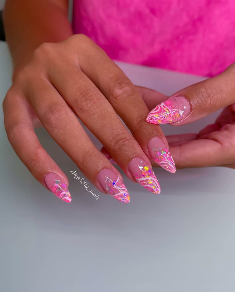 Charming Pink and White Ombre Nail Ideas for 2024 💗 25 Ombre with a Rhinestone Accent Nail