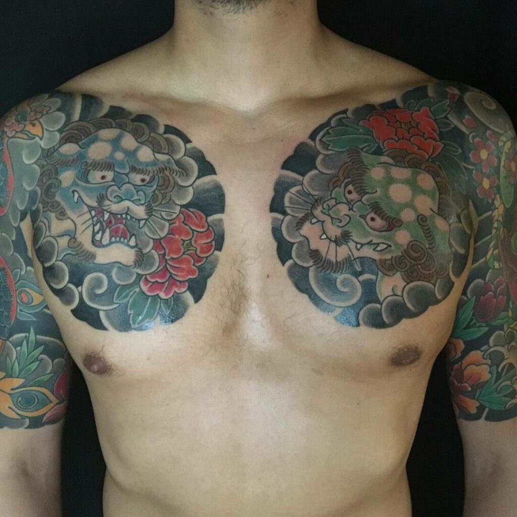 12+ Hikae Tattoo Ideas To Inspire You! 12 Oni Hikae Chest Tattoo