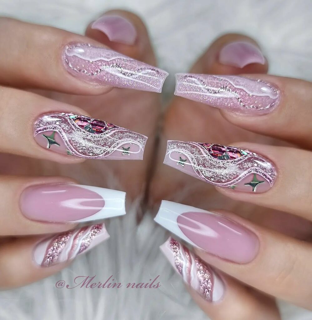 Celebrate with 30 Christmas Coffin Nail Ideas in 2024 30 Opulent Christmas Coffin Nails with a Festive Twist