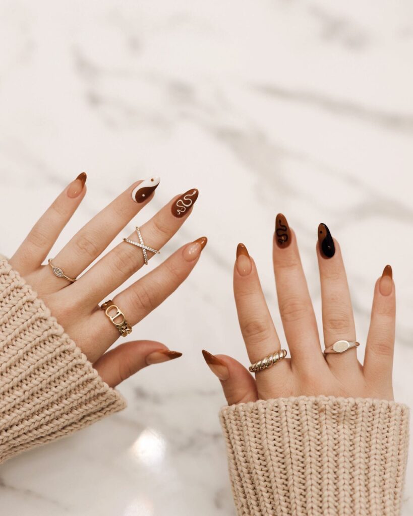 49 Latest Thanksgiving Nail Designs For 2024 13 Opulent Copper Overlapping Angles