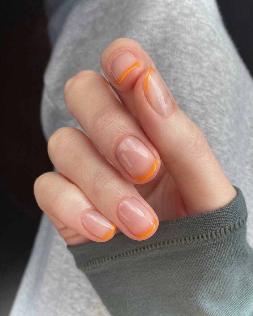 Get Creative with 39 Cute Short Nails Designs for 2024 34 Orange French Nails