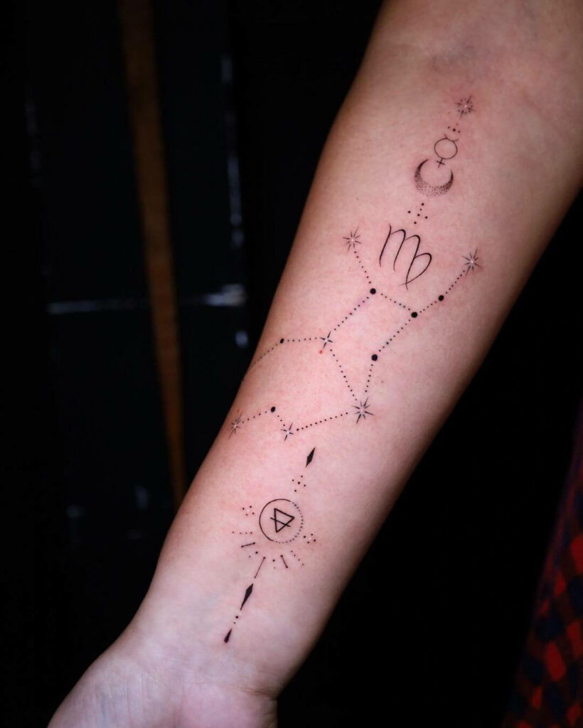 11+ Virgo Constellation Tattoo Ideas You Have To See To Believe! 19 Ornamental Virgo Constellation Tattoo Designs
