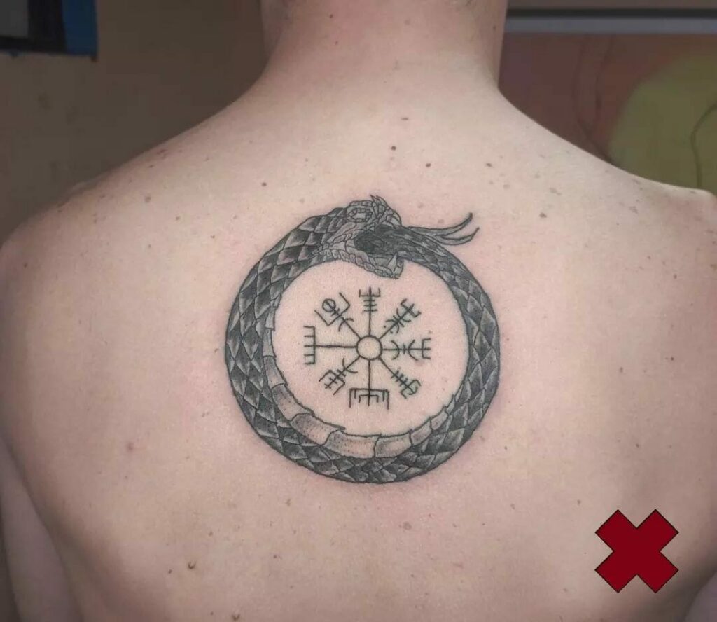 10+ Norse Rune Tattoo Ideas That Will Blow Your Mind! 19 Ouroboros Tattoo With Viking Compass