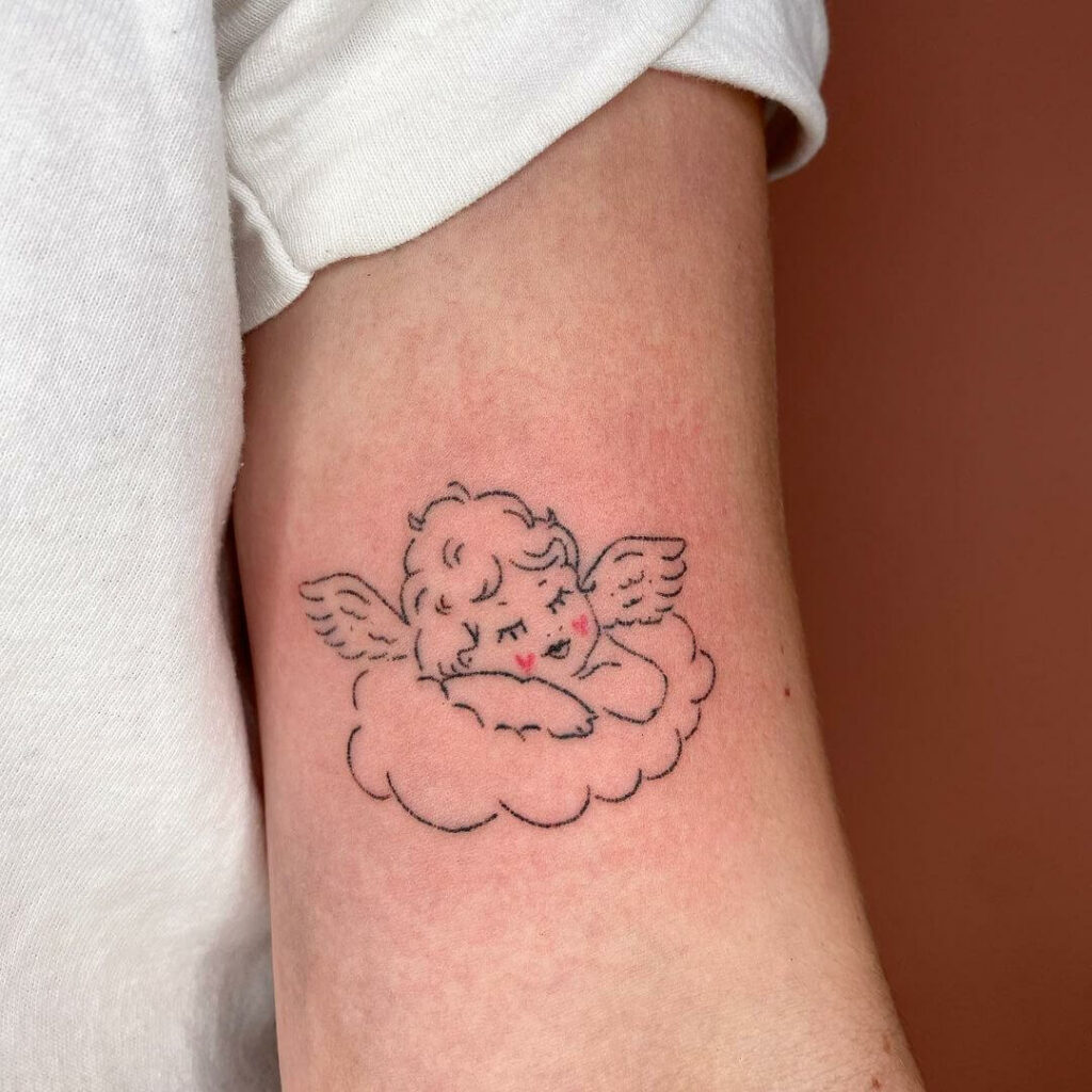 11+ Angel Outline Tattoo Ideas That Will Blow Your Mind! 15 Outline Of Cherub Tattoos