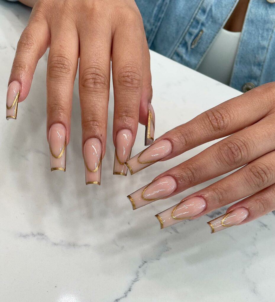 55 Latest Gold French Tip Nail Ideas To Try In 2024! 34 Outlined French Gold French Nails