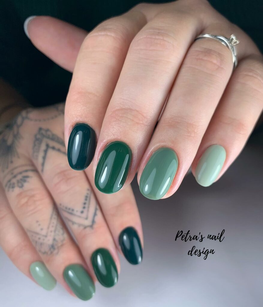 Explore 44 Olive Green Nail Designs in 2024 41 Oval-Shaped Olive Green Nails