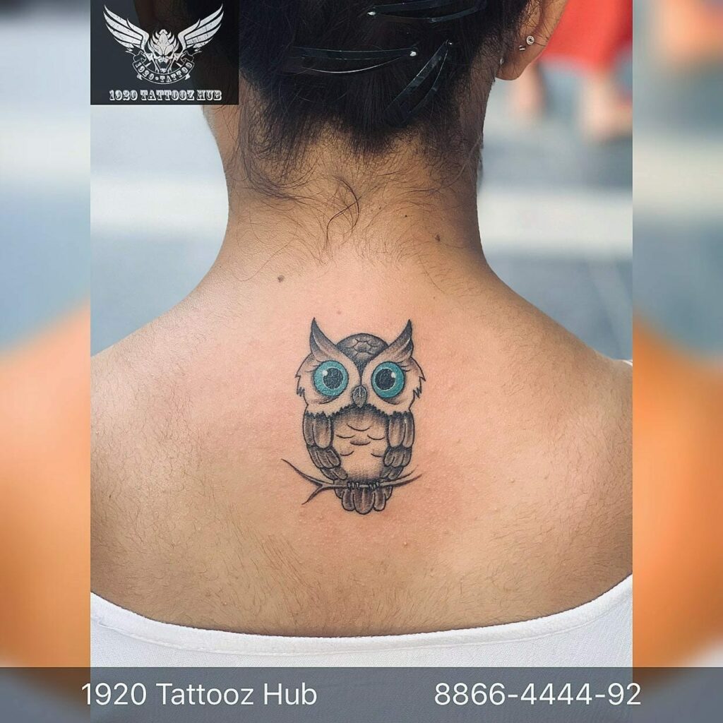 11+ Small Owl Tattoo Ideas That Will Blow Your Mind! 14 Owl With Blue Eyes Tattoo