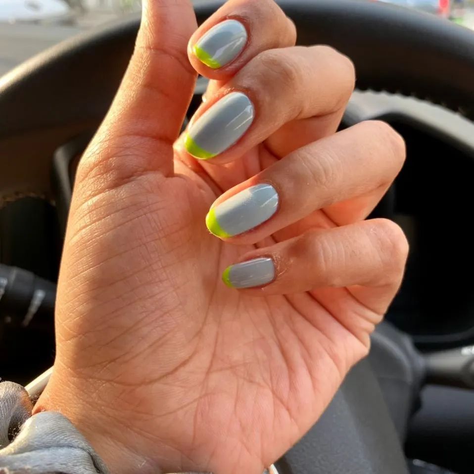 Try in 2024: 50 Latest Neon Green Nail Designs 45 Paisley neon green french nails