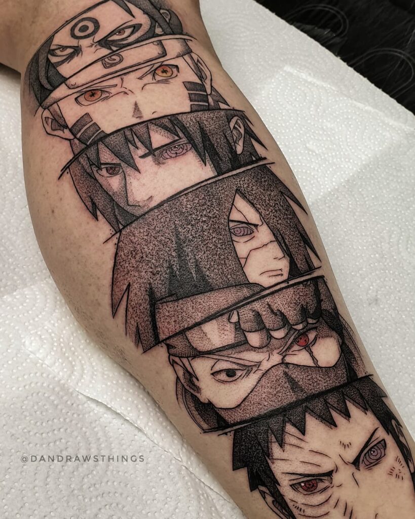 55 Spellbinding Sasuke Tattoo Designs in 2024 17 Partial Colour Naruto Tattoos Of Characters