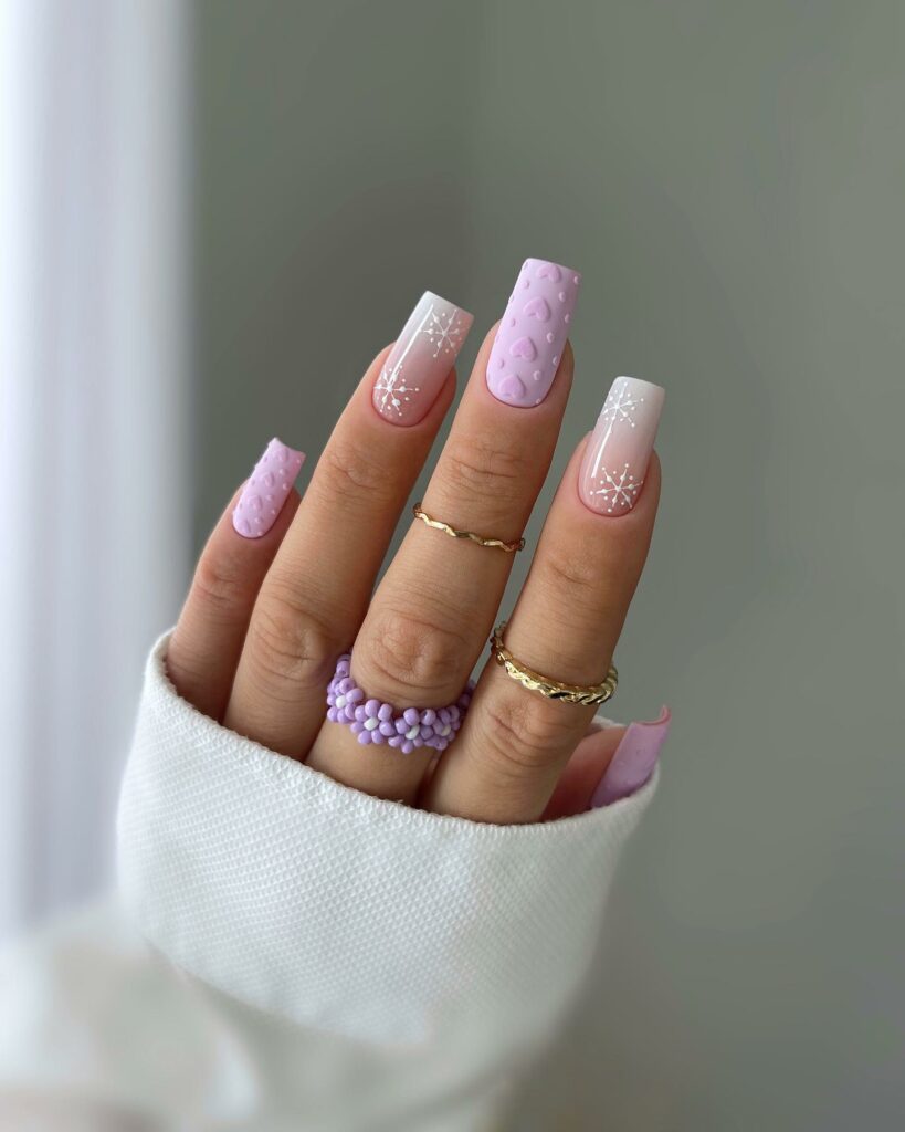 Transition Gracefully with 20 Christmas Ombré Nail Ideas in 2024 17 Pastel Lavender Christmas Ombré Nails