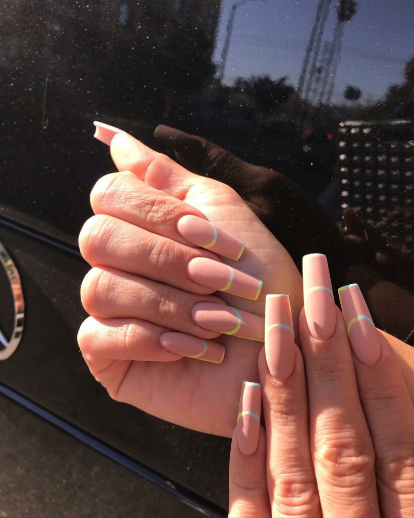 29 Latest Long Square Acrylic Nail Designs To Try In 2024! 29 Matte Square Acrylics with Neon Embellishments