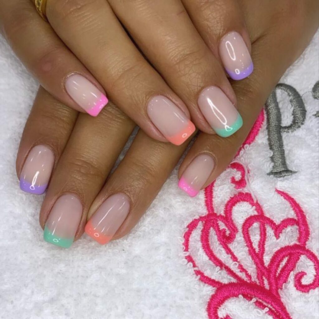 32 Latest Square French Nail Designs To Try In 2024! 21 The Elegance of Pastel Square French Nails